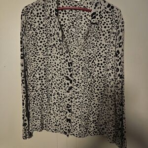 Elegant Black and White Polka Dot Button Down Shirt